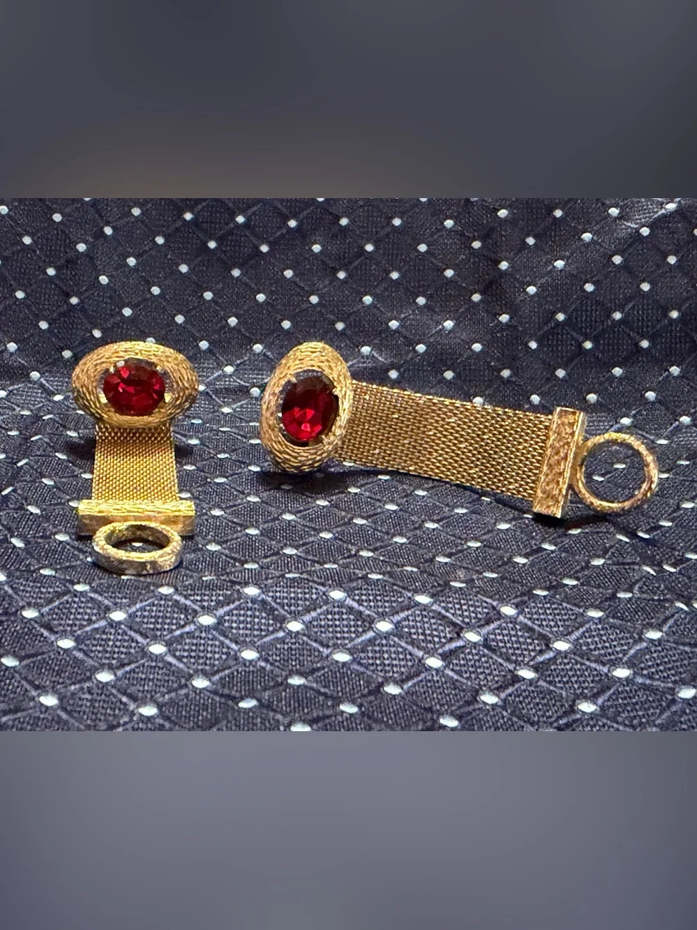 Gold-Tone Bracelet with Red Gem Accent